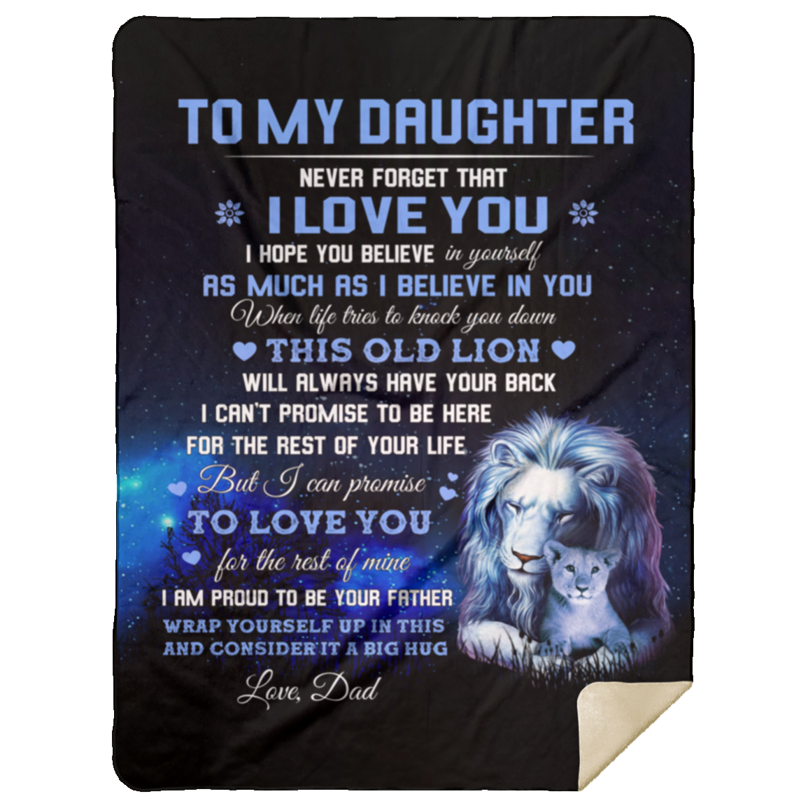 To My Daughter - This Old Lion Cozy Large Blanket-MSHL Premium Mink Sherpa Blanket 60x80 in.