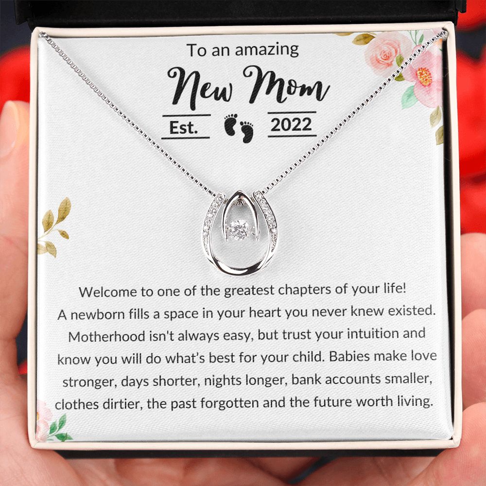 Luck in Love Necklace, Gift to New Mom 2022 - First Mothers Day, New Mommy, Pregnancy Gift, New Adoptive Mom, Christmas