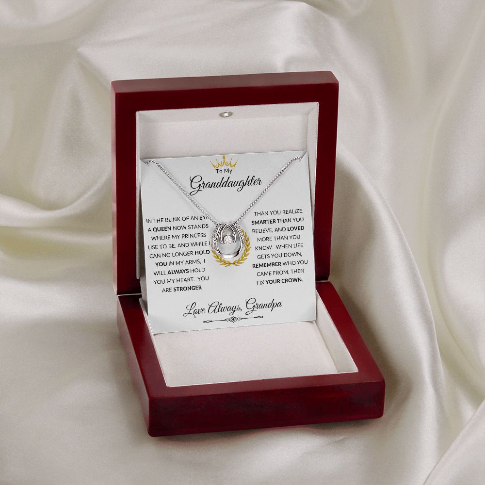 Pendant Necklace, GIFT TO GRANDDAUGHTER from Grandpa - Crown