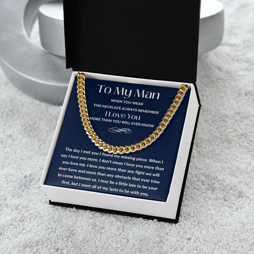 Cuban Link Chain, Gift to My Man, Husband, Boyfriend - I Love You - Anniversay, Birthdays, Christmas, Valentines Day,