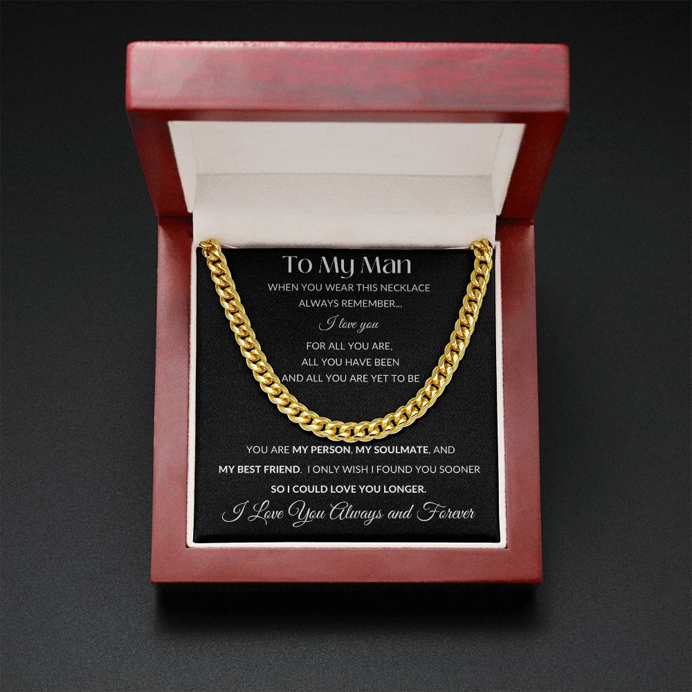 Cuban Link Necklace Chain, To My Man - Black