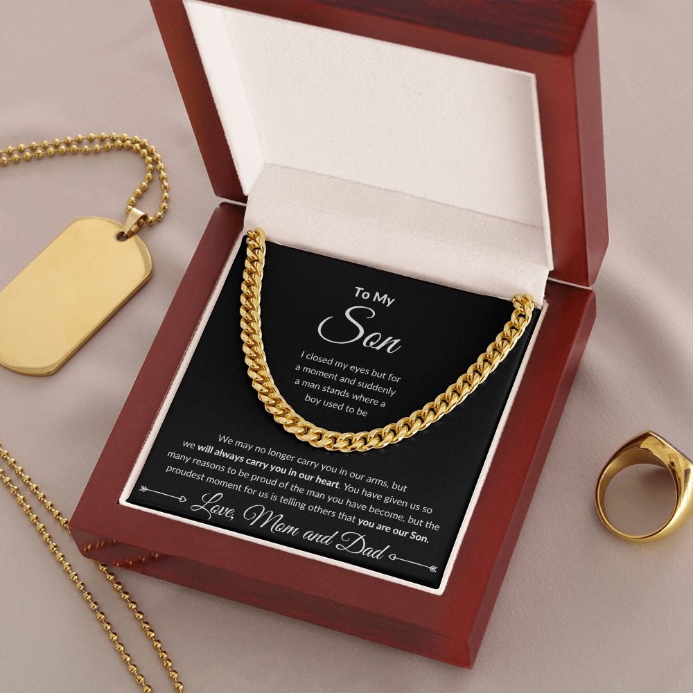 Cuban Link Chain, Gift to Son from Mom and Dad - I close my eyes