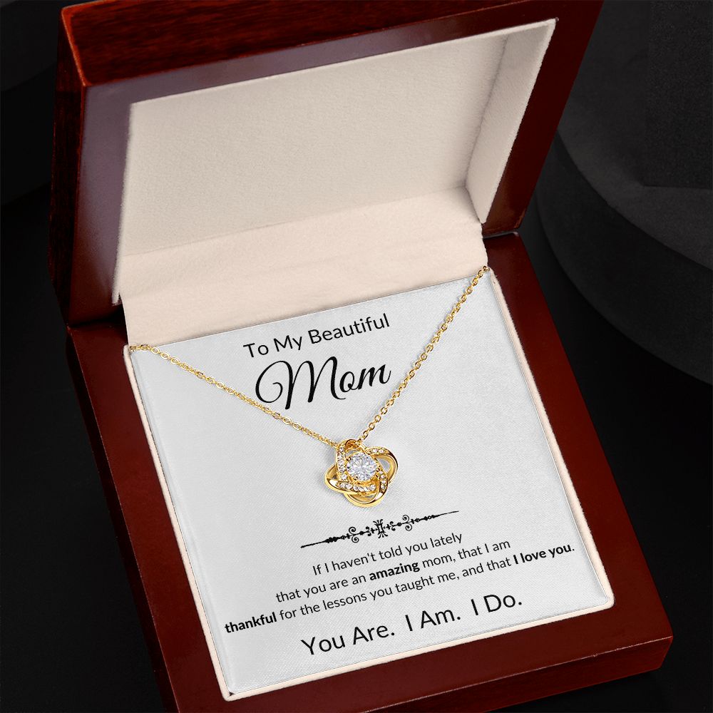 Love Knot Necklace, GIFT TO MOM - White background, CHRISTMAS, BIRTHDAY, MOTHER'S DAY, ANY OCCASSION