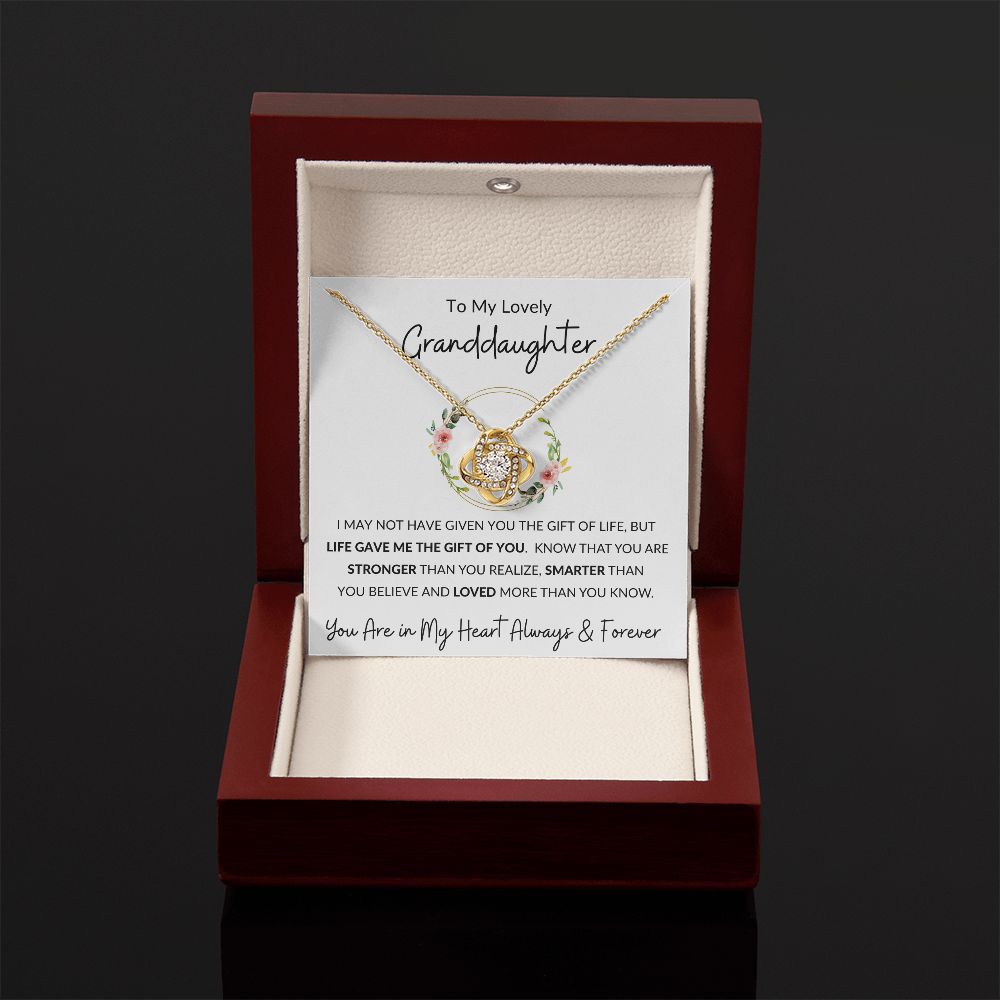 Love Knot Necklace, Gift to Granddaughter - Flower Wreath