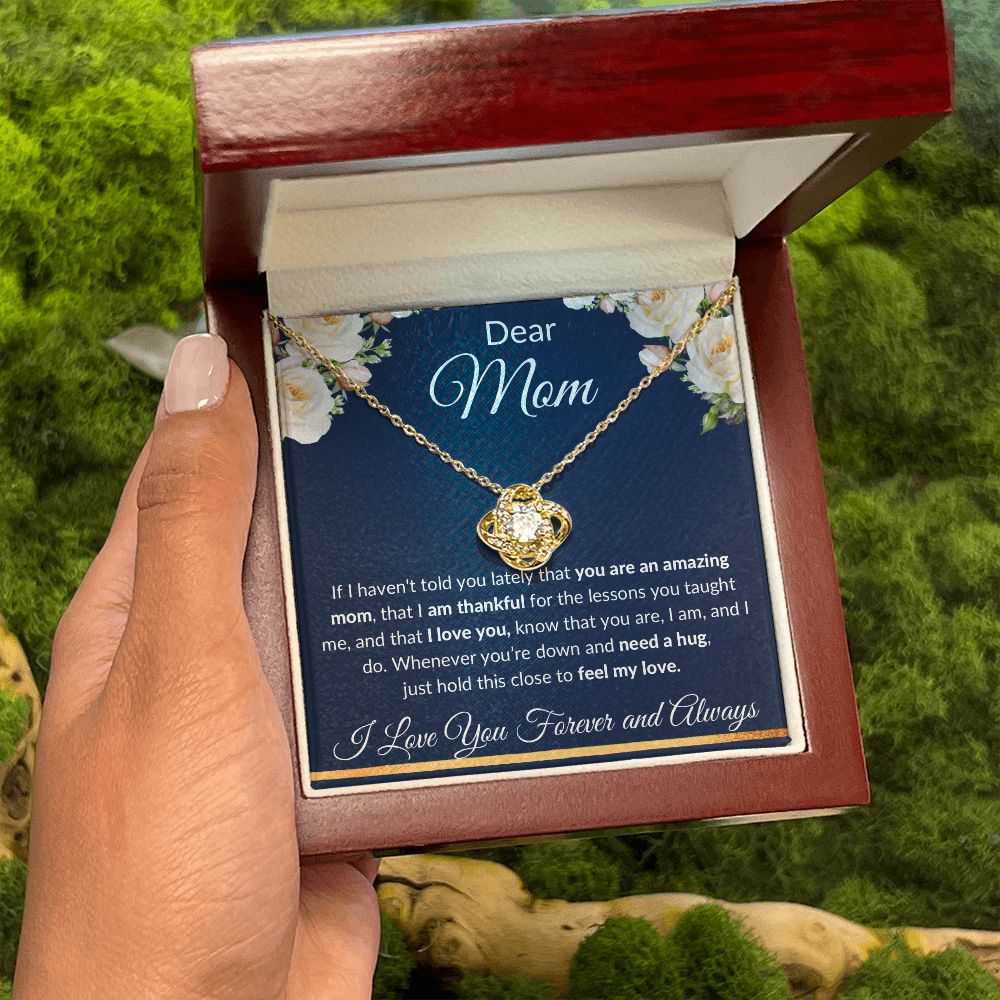 Love Knot Necklace, Gift to Mom - Dear Mom, Blue