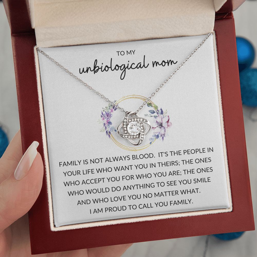 Love Knot Necklace, Gift to Unbiological Mom, Stepmom, Step mother, Aunt, Mother in Law - Wreath