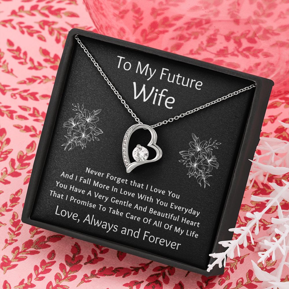 Forever Love Necklace, Gift for Future Wife / Fiancé - Black - Valentines, Birthday, Christmas, Wedding