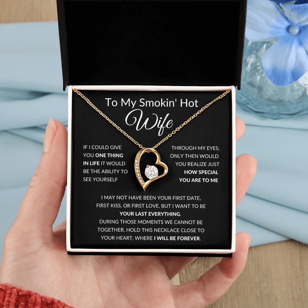 Forever Love Heart Necklace, Gift to Smokin Hot Wife - Black