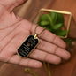 Grandson Lion Dog Tag Necklace from Grandma, Black/Gold and Black/Silver