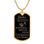 Grandson Lion Dog Tag Necklace from Grandma, Black/Gold and Black/Silver