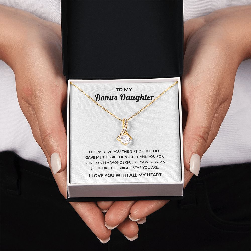 Alluring Pendant Necklace, Gift to Bonus Daughter - Live Gave Me the Gift of You