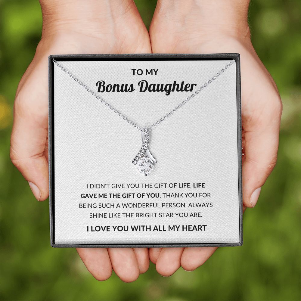 Alluring Pendant Necklace, Gift to Bonus Daughter - Live Gave Me the Gift of You