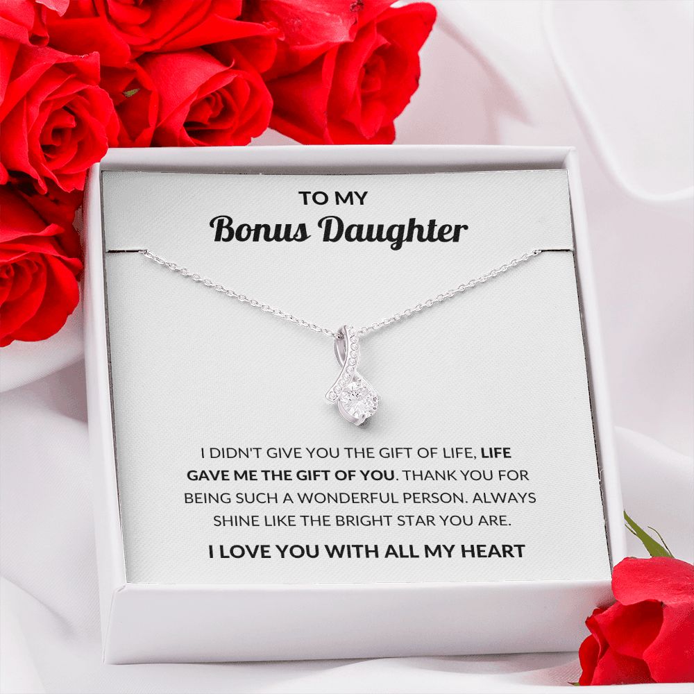Alluring Pendant Necklace, Gift to Bonus Daughter - Live Gave Me the Gift of You