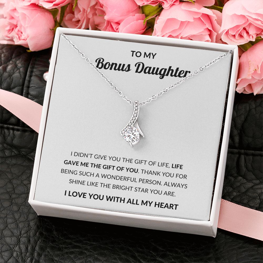 Alluring Pendant Necklace, Gift to Bonus Daughter - Live Gave Me the Gift of You