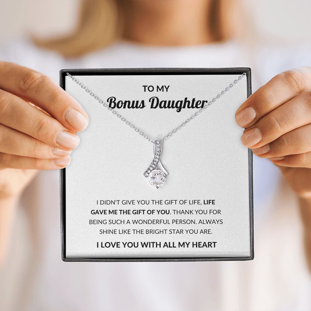 Alluring Pendant Necklace, Gift to Bonus Daughter - Live Gave Me the Gift of You