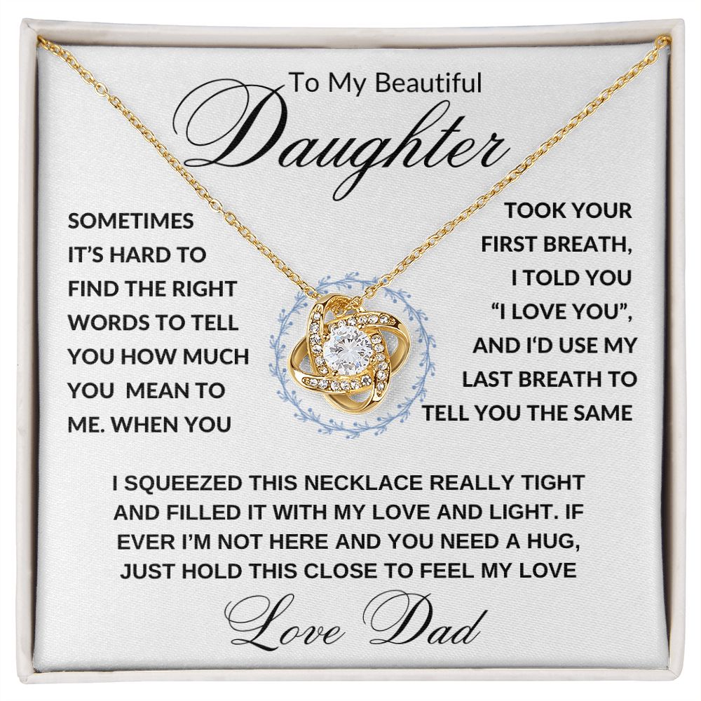 Daughter Gift from Dad, I Love You (Wreath) - Love Knot Necklace, Birthday, Graduation, Christmas