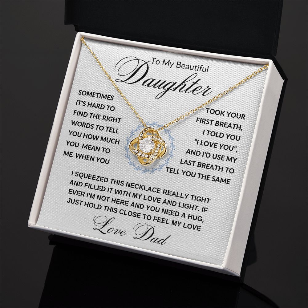 Daughter Gift from Dad, I Love You (Wreath) - Love Knot Necklace, Birthday, Graduation, Christmas