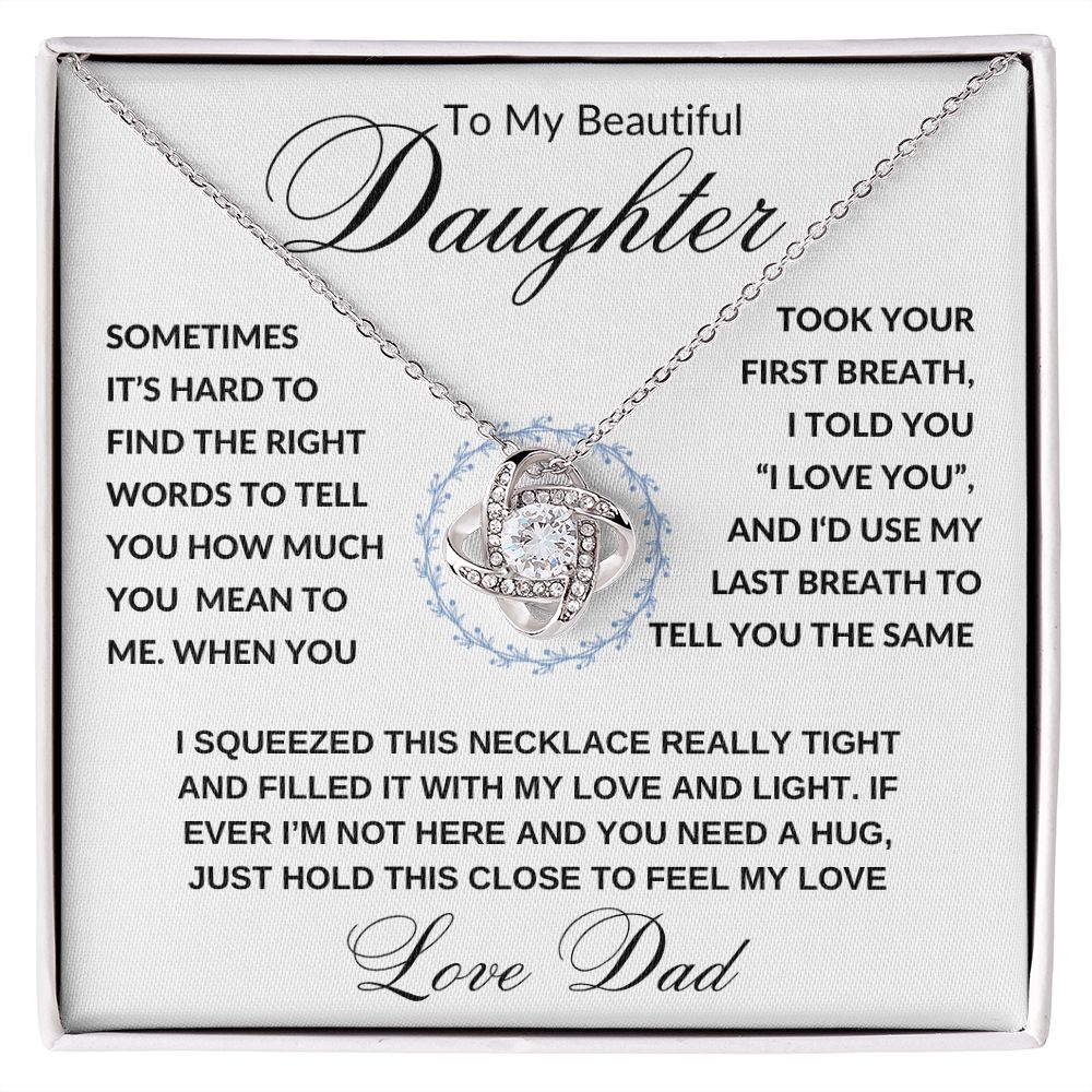 Daughter Gift from Dad, I Love You (Wreath) - Love Knot Necklace, Birthday, Graduation, Christmas