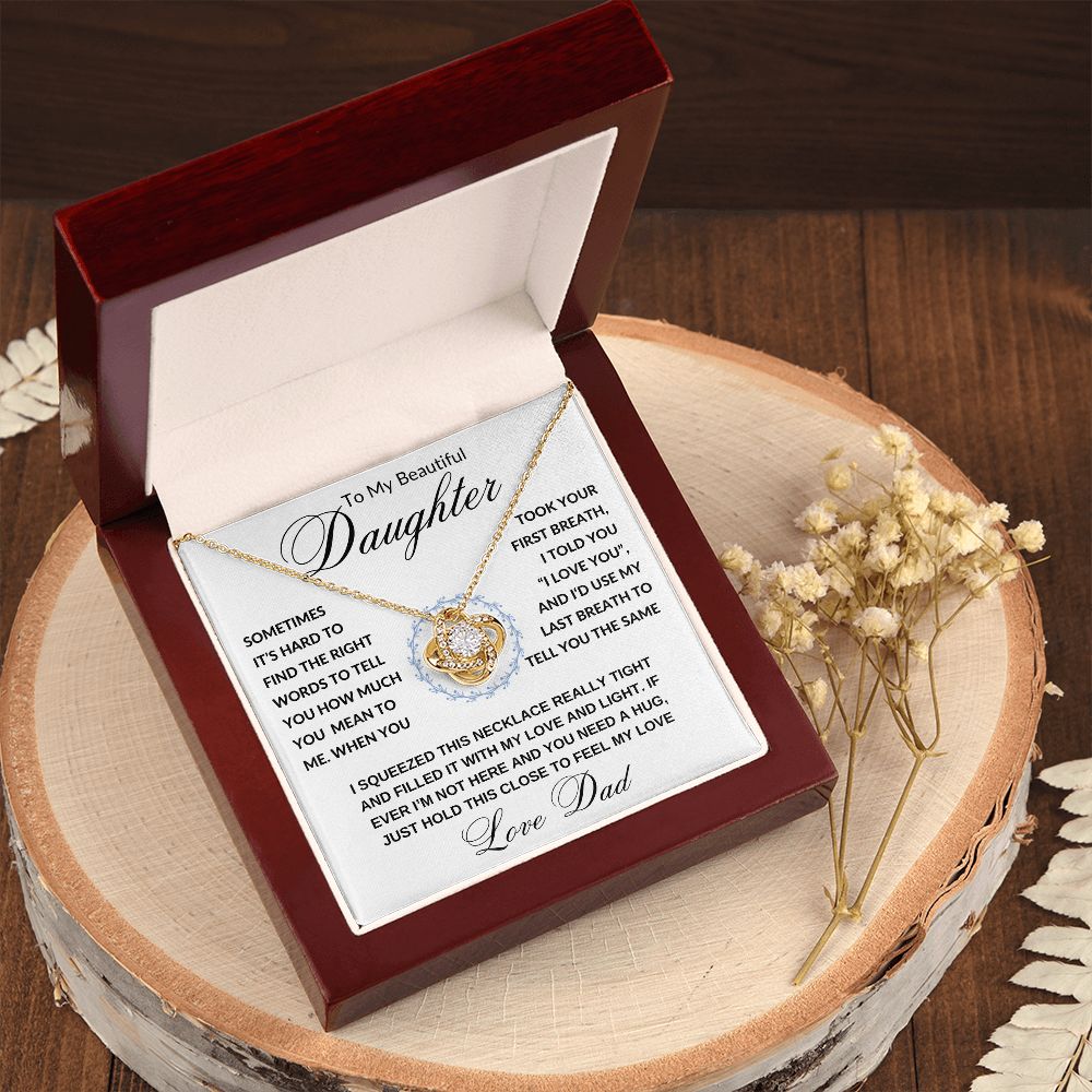 Daughter Gift from Dad, I Love You (Wreath) - Love Knot Necklace, Birthday, Graduation, Christmas