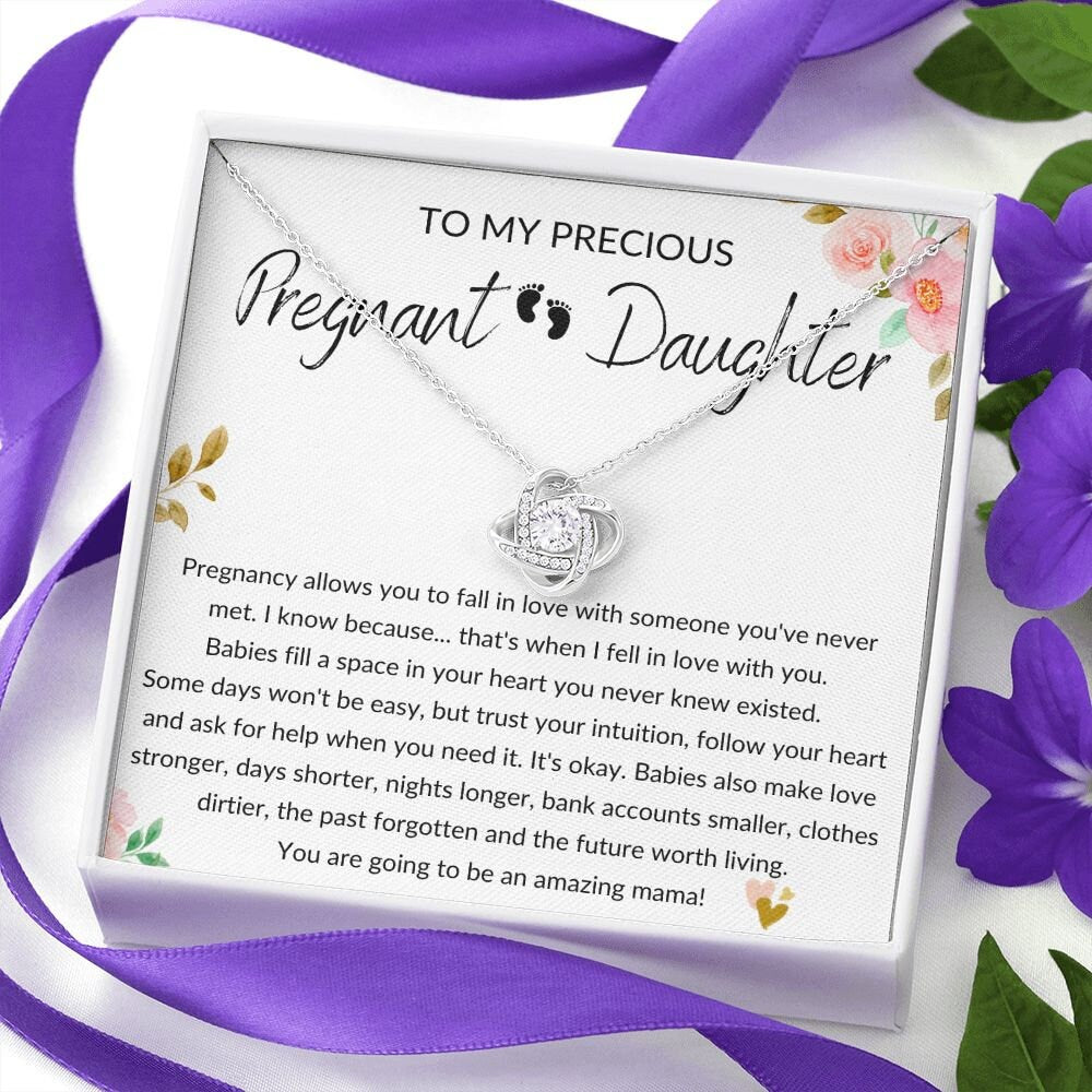 Pregnant Daughter Gift - Pregnancy, Mother to Be, Pregnant Mom Gift, Daughter Expecting, Baby Shower - 14 karat and 18 karat gold over stain