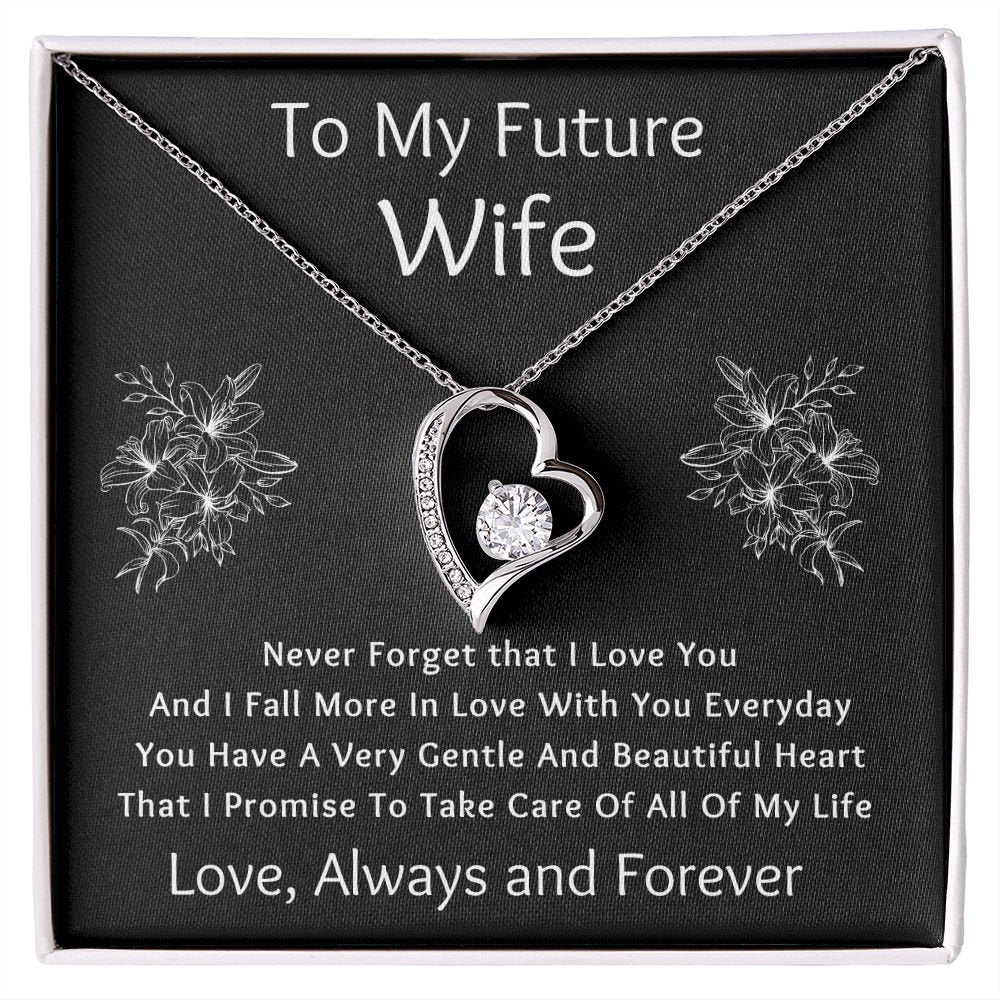 Forever Love Necklace, Gift for Future Wife / Fiancé - Black - Valentines, Birthday, Christmas, Wedding