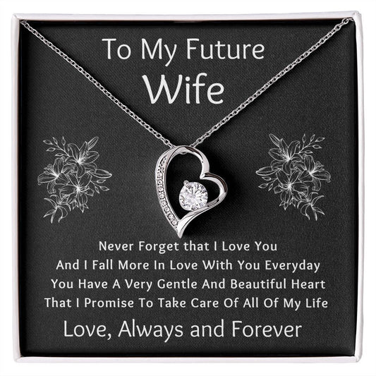Forever Love Necklace, Gift for Future Wife / Fiancé - Black - Valentines, Birthday, Christmas, Wedding