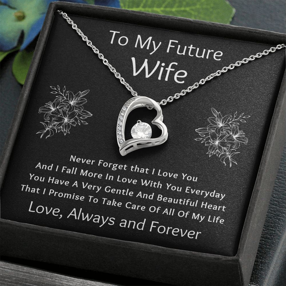 Forever Love Necklace, Gift for Future Wife / Fiancé - Black - Valentines, Birthday, Christmas, Wedding