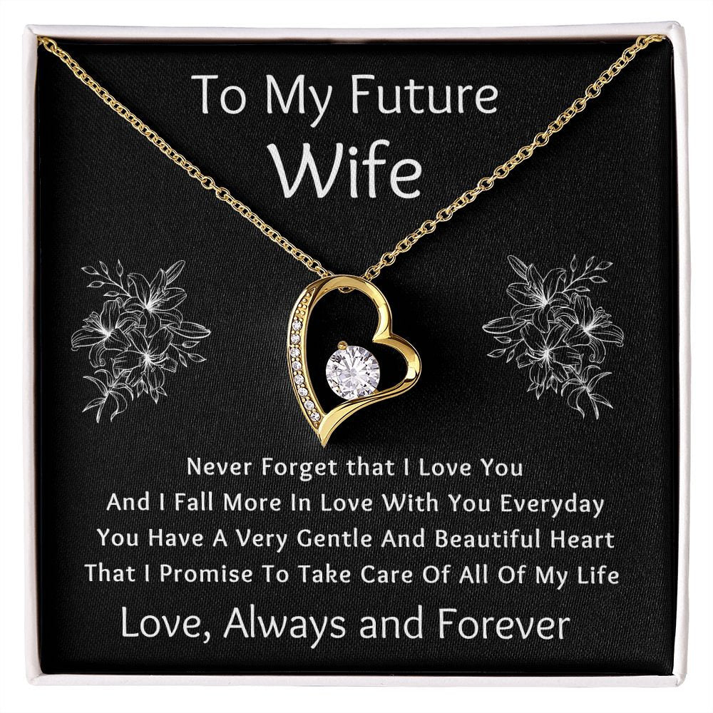 Forever Love Necklace, Gift for Future Wife / Fiancé - Black - Valentines, Birthday, Christmas, Wedding