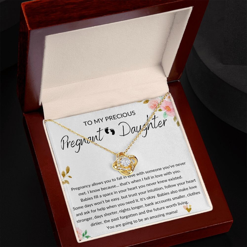 Pregnant Daughter Gift - Pregnancy, Mother to Be, Pregnant Mom Gift, Daughter Expecting, Baby Shower - 14 karat and 18 karat gold over stain