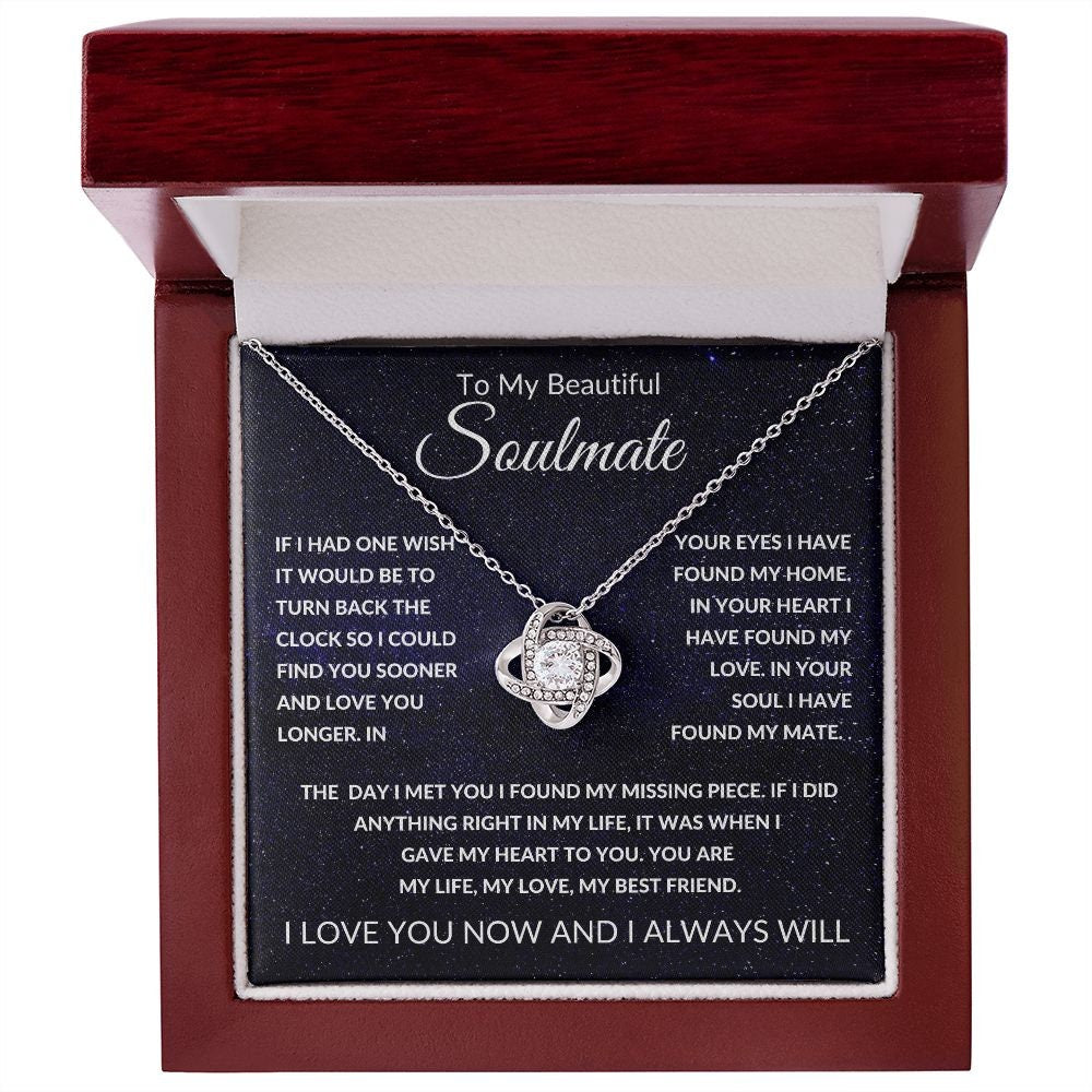 Love Knot Necklace, Gift to Soulmate - Space - Valentines, Anniversary, Birthday, Christmas