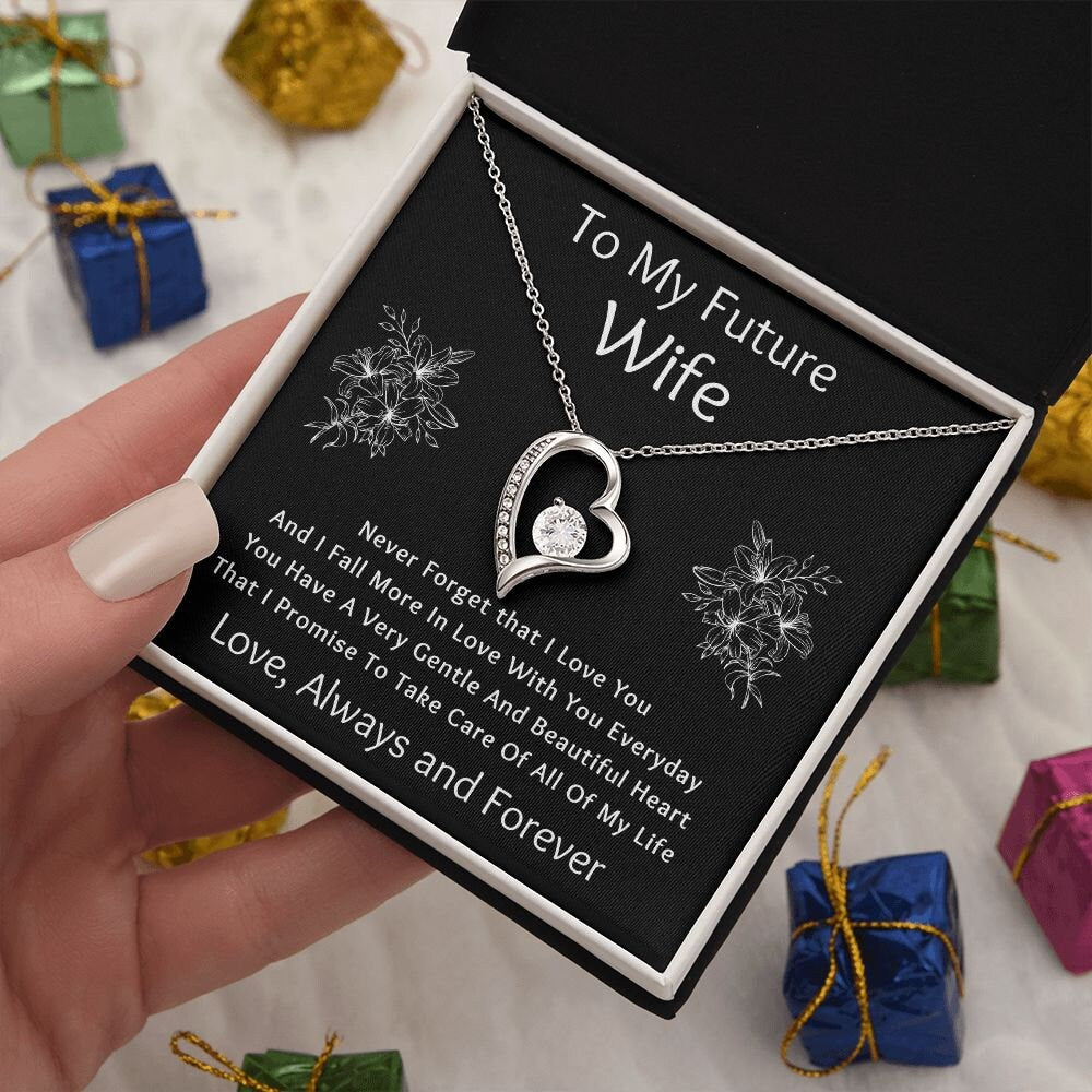 Forever Love Necklace, Gift for Future Wife / Fiancé - Black - Valentines, Birthday, Christmas, Wedding