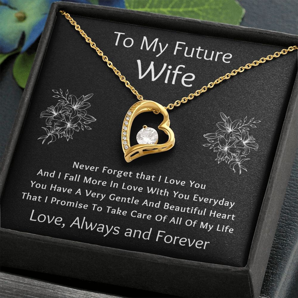 Forever Love Necklace, Gift for Future Wife / Fiancé - Black - Valentines, Birthday, Christmas, Wedding