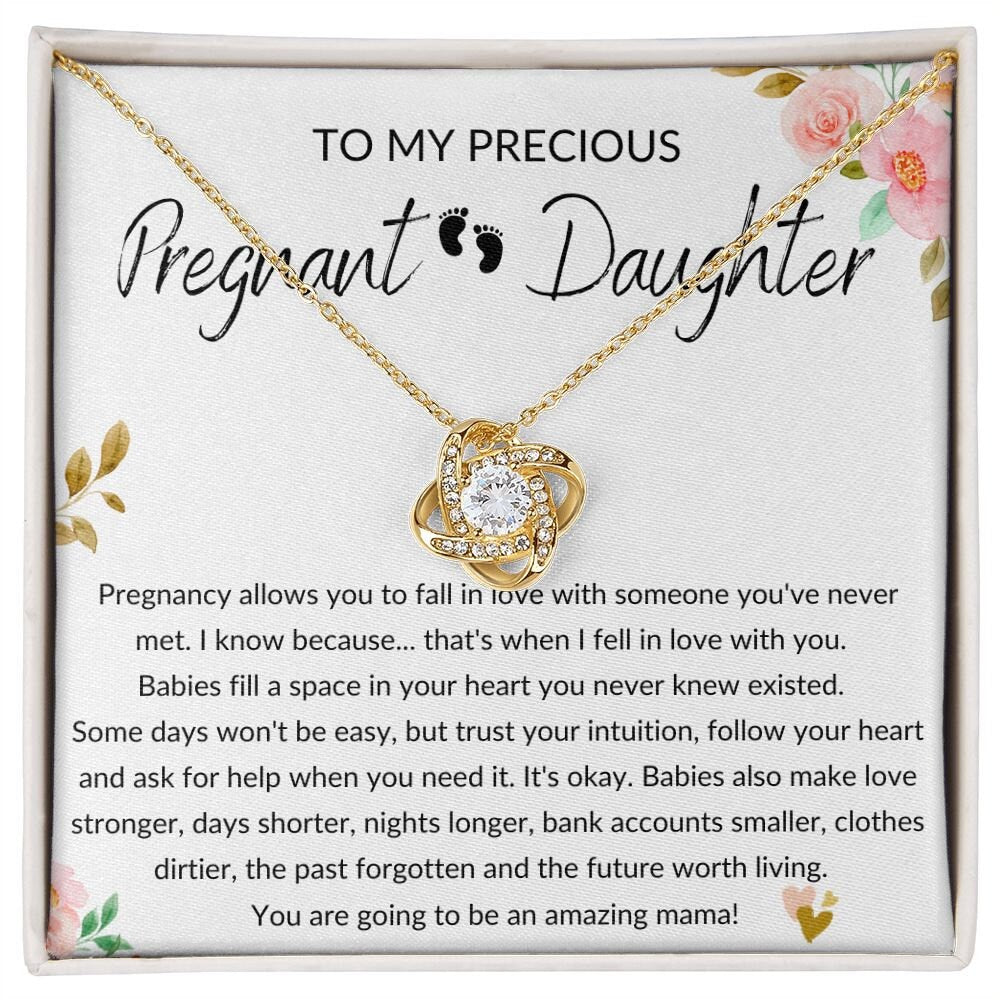 Pregnant Daughter Gift - Pregnancy, Mother to Be, Pregnant Mom Gift, Daughter Expecting, Baby Shower - 14 karat and 18 karat gold over stain
