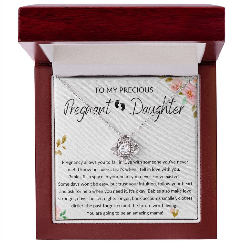 Pregnant Daughter Gift - Pregnancy, Mother to Be, Pregnant Mom Gift, Daughter Expecting, Baby Shower - 14 karat and 18 karat gold over stain