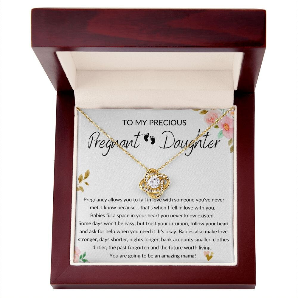 Pregnant Daughter Gift - Pregnancy, Mother to Be, Pregnant Mom Gift, Daughter Expecting, Baby Shower - 14 karat and 18 karat gold over stain