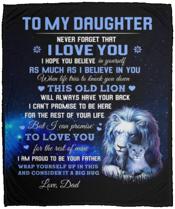 To My Daughter from Dad - This Old Lion Cozy Throw Blanket- Cozy Plush Fleece Blanket - 50x60 in.