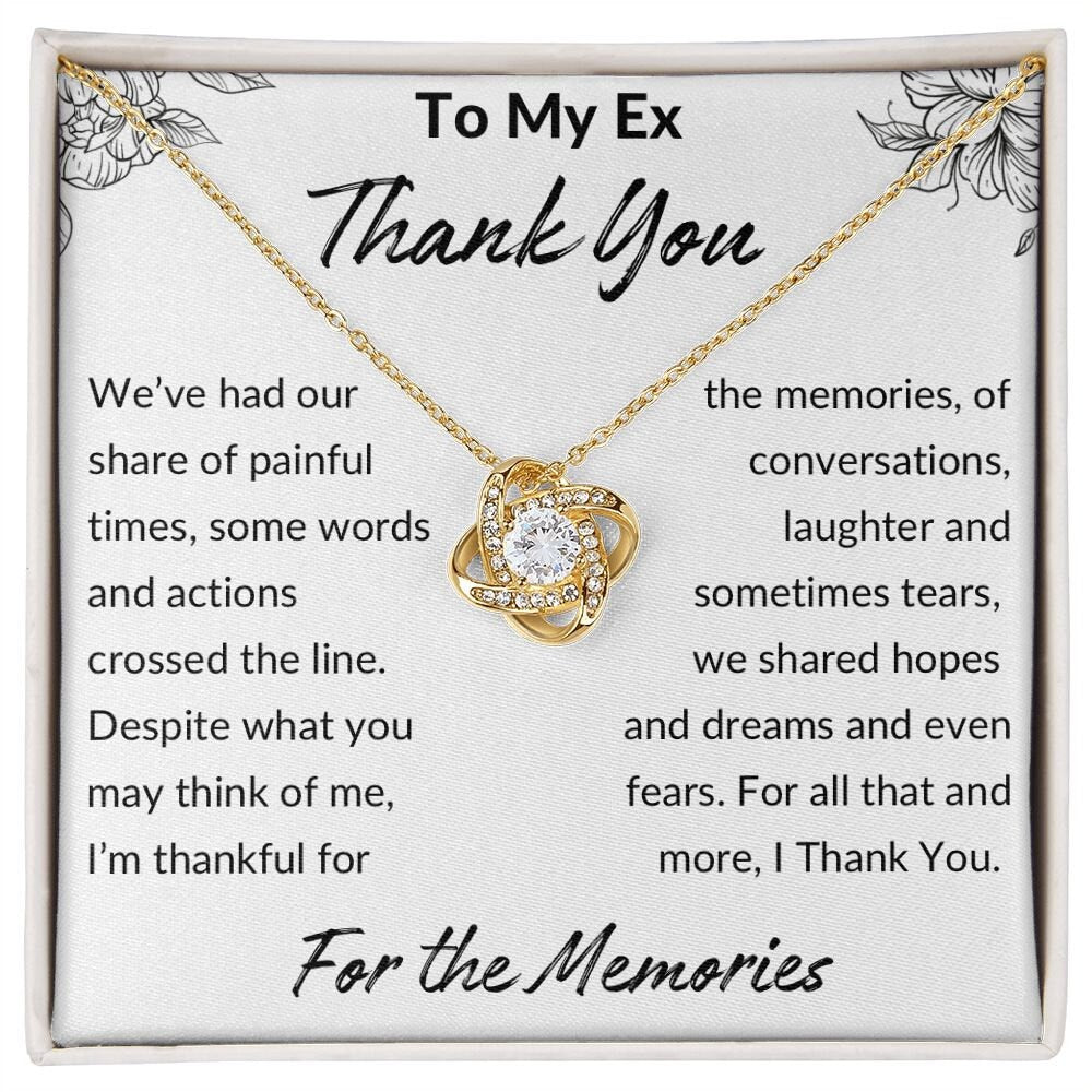 Thank You for The Memories, Divorce Separation Break Up Gift for Ex Wife, Ex Girlfriend, Ex - Love Knot Necklace