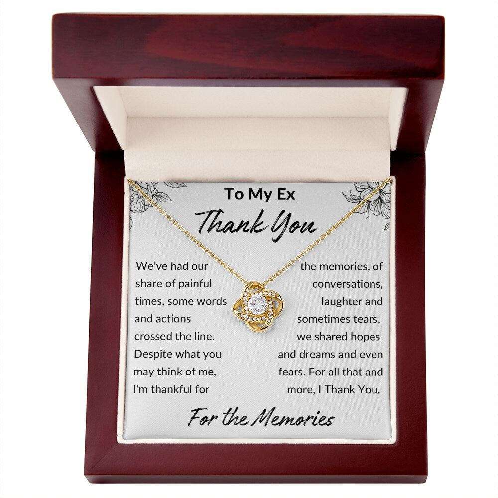 Thank You for The Memories, Divorce Separation Break Up Gift for Ex Wife, Ex Girlfriend, Ex - Love Knot Necklace