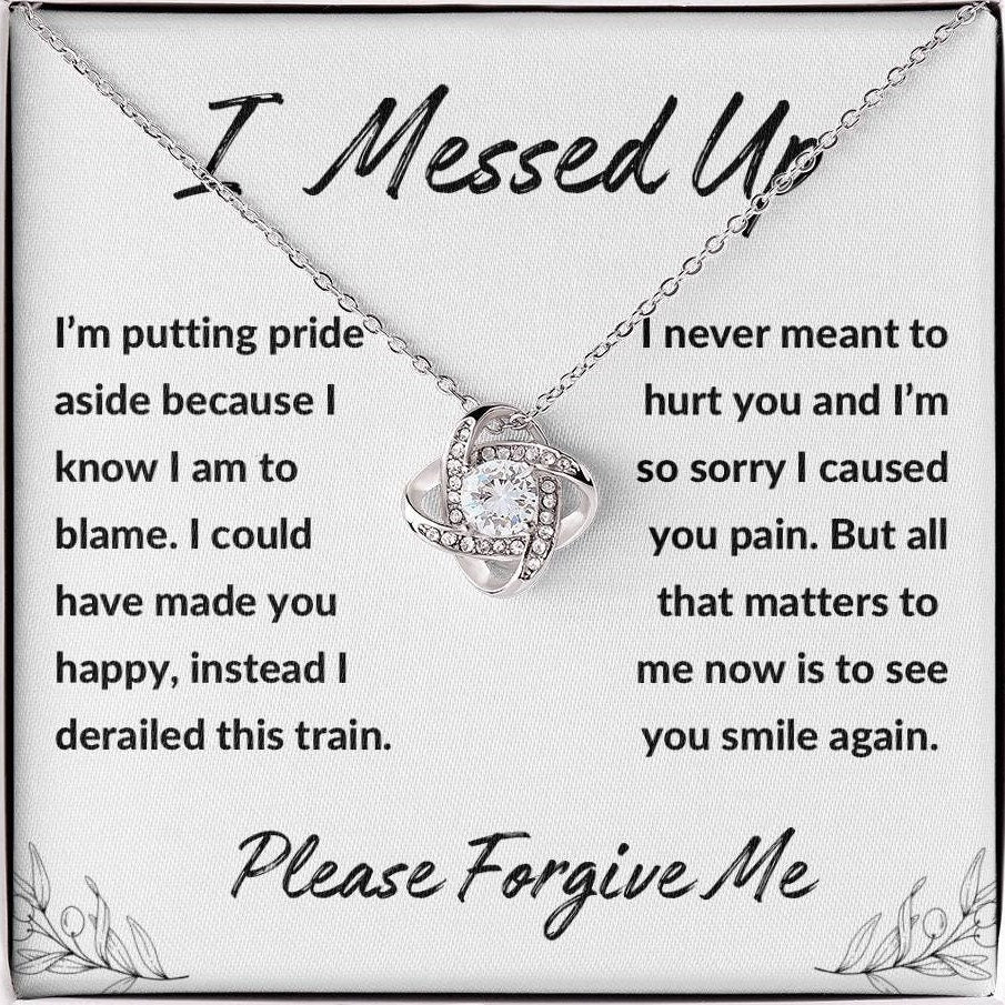 I Messed Up, Apology Gift for Ex Wife Girlfriend Friend Daughter - Divorce Separation Gift - Love Knot Necklace