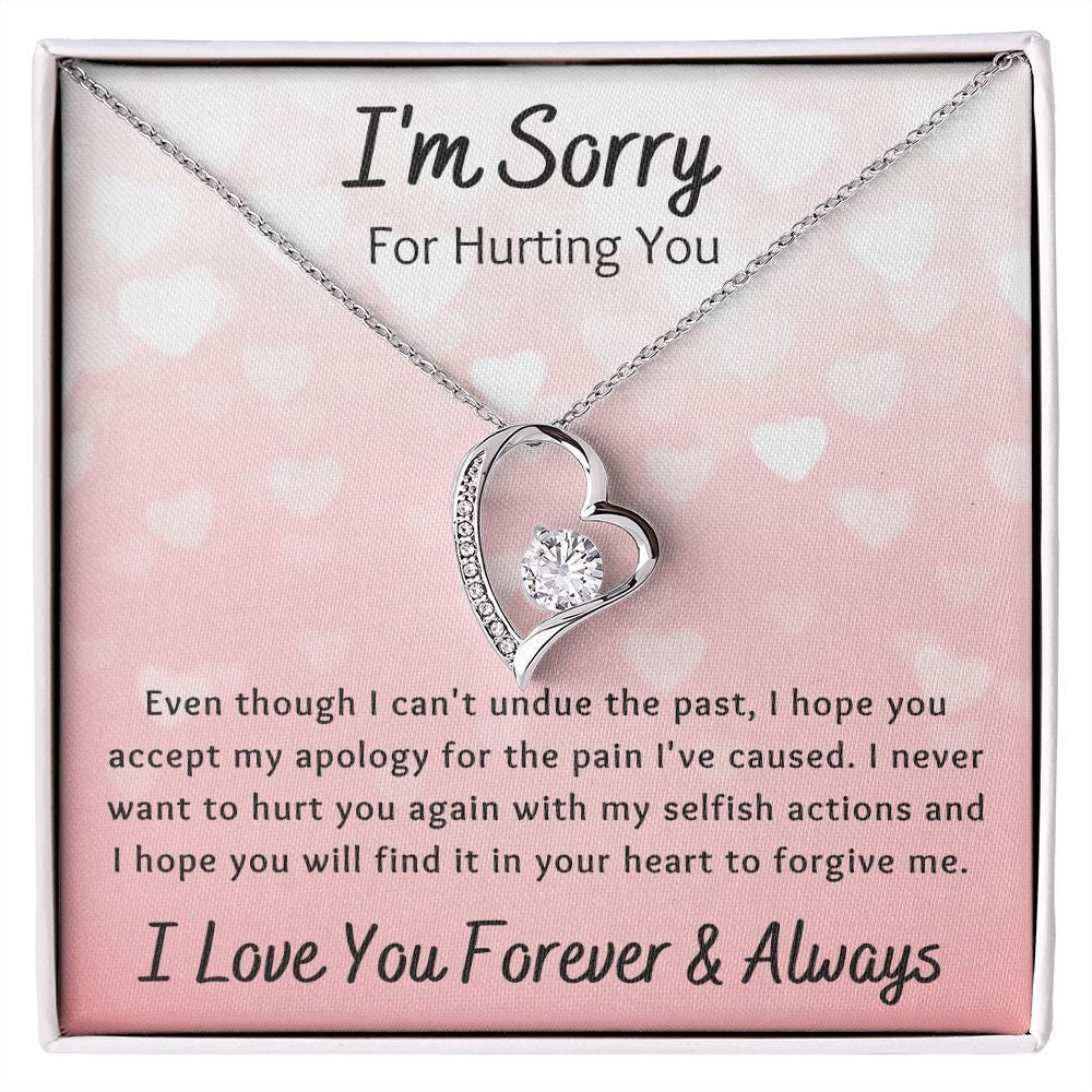 Forever Love Necklace, Im Sorry Apology Gift for Girlfriend, Wife, Soulmate, Ex, Mom, Sister, Friend - Pink Hearts