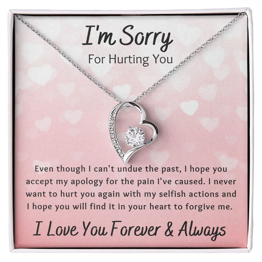 Forever Love Necklace, Im Sorry Apology Gift for Girlfriend, Wife, Soulmate, Ex, Mom, Sister, Friend - Pink Hearts