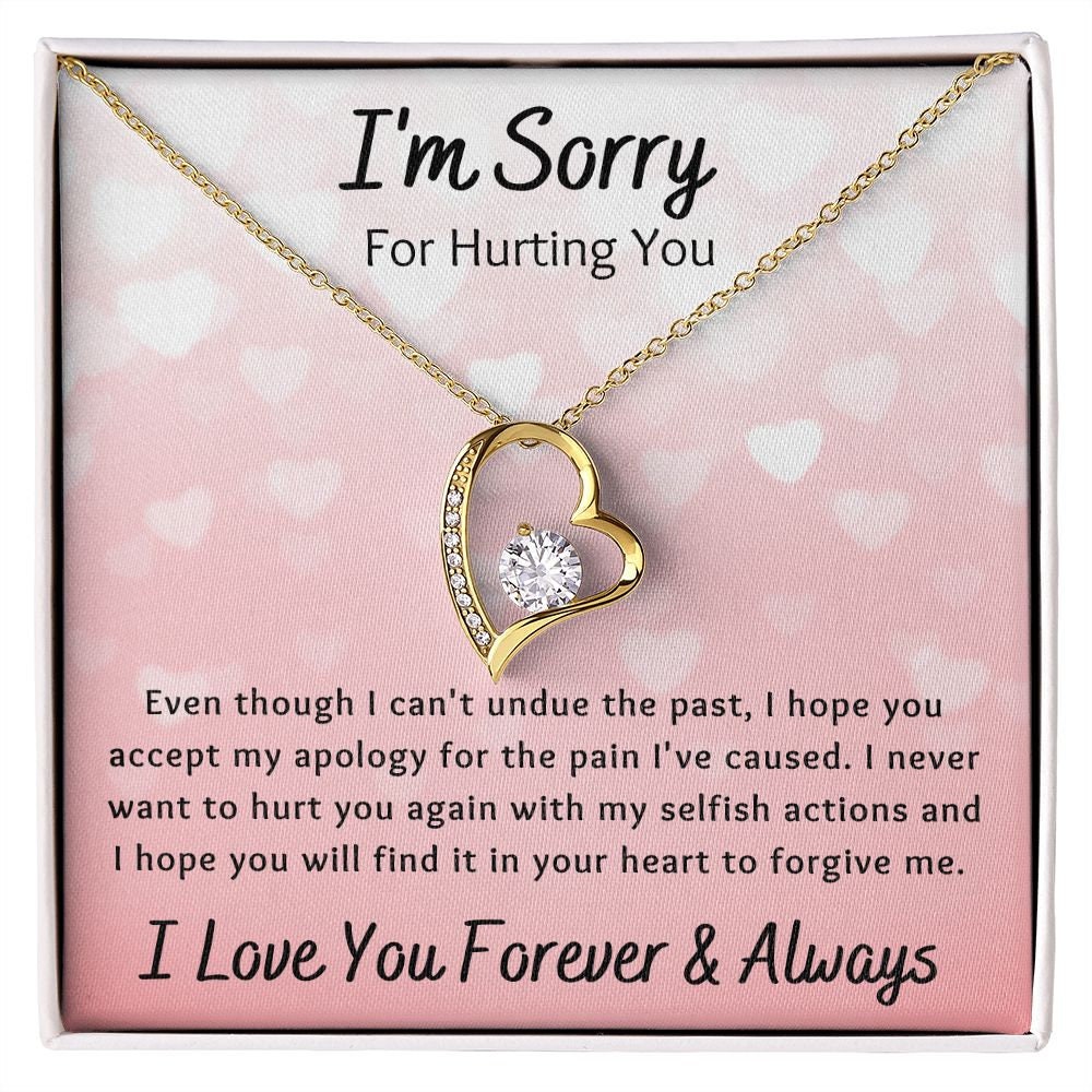 Forever Love Necklace, Im Sorry Apology Gift for Girlfriend, Wife, Soulmate, Ex, Mom, Sister, Friend - Pink Hearts