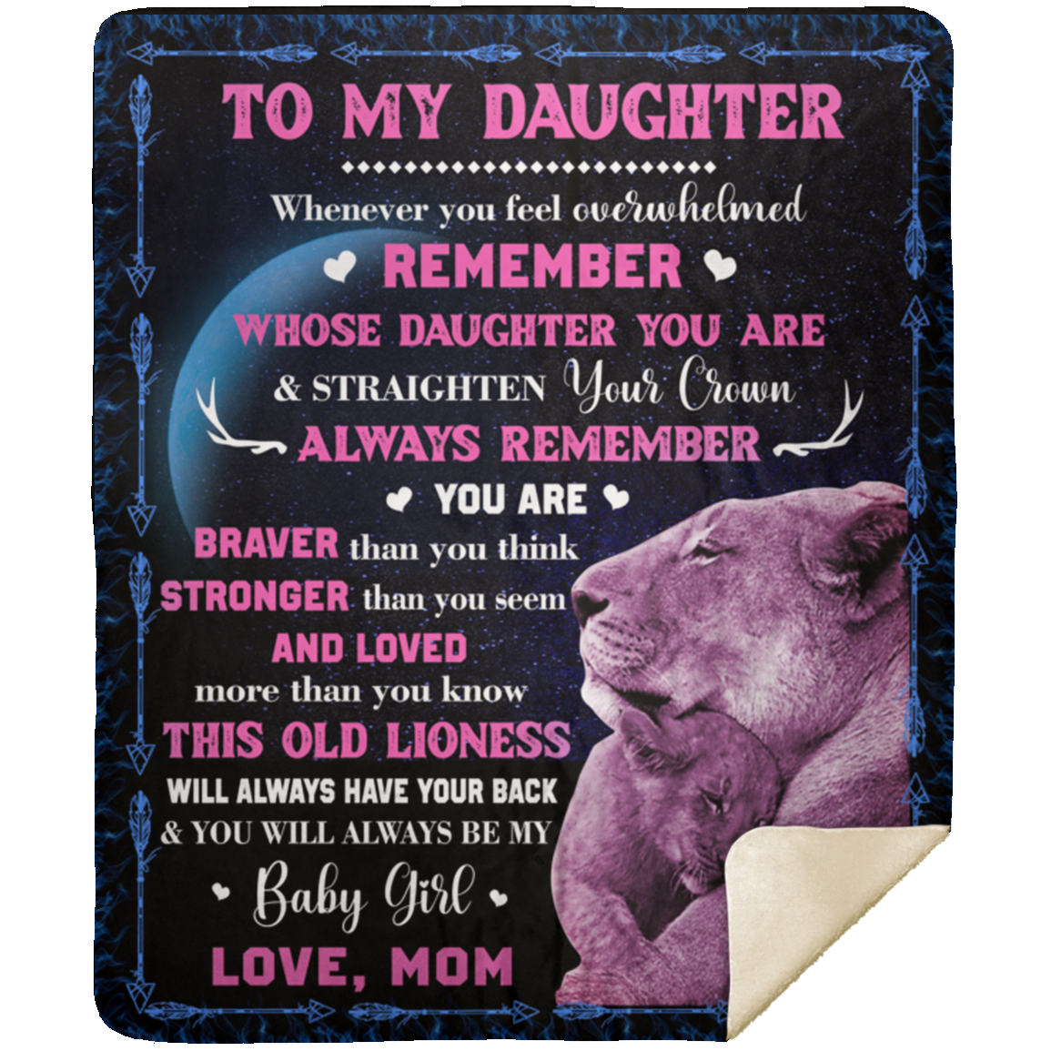 Daughter Lion Blanket from Mom - Pink