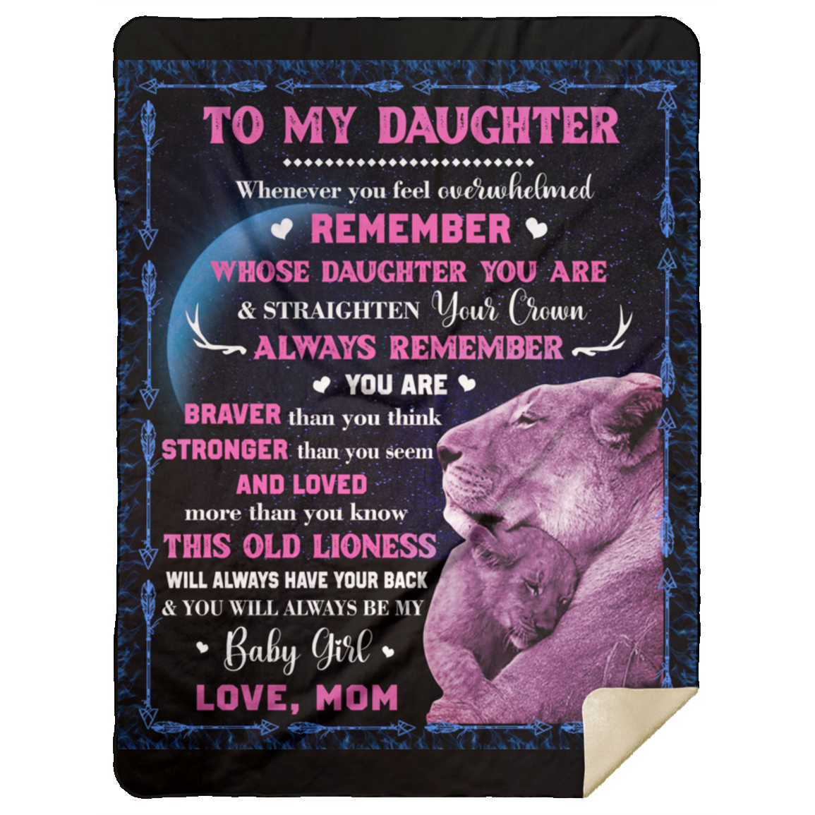 Daughter Lion Blanket from Mom - Pink