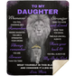 Daughter Lion Blanket Gift, From Mom -Black w/ Purple (Choose Size and Style)