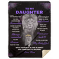 Daughter Lion Blanket Gift, From Mom -Black w/ Purple (Choose Size and Style)