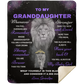 Granddaughter Lion Blanket Gift, from Grandpa - Black w/ Purple (Choose Size and Style)