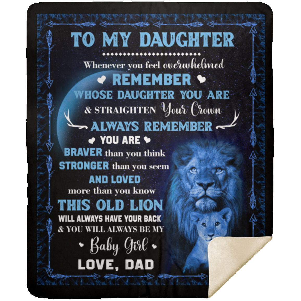 To My Daughter - You Are Braver Medium Blanket - MSHM Premium Mink Sherpa Blanket 50x60 in.