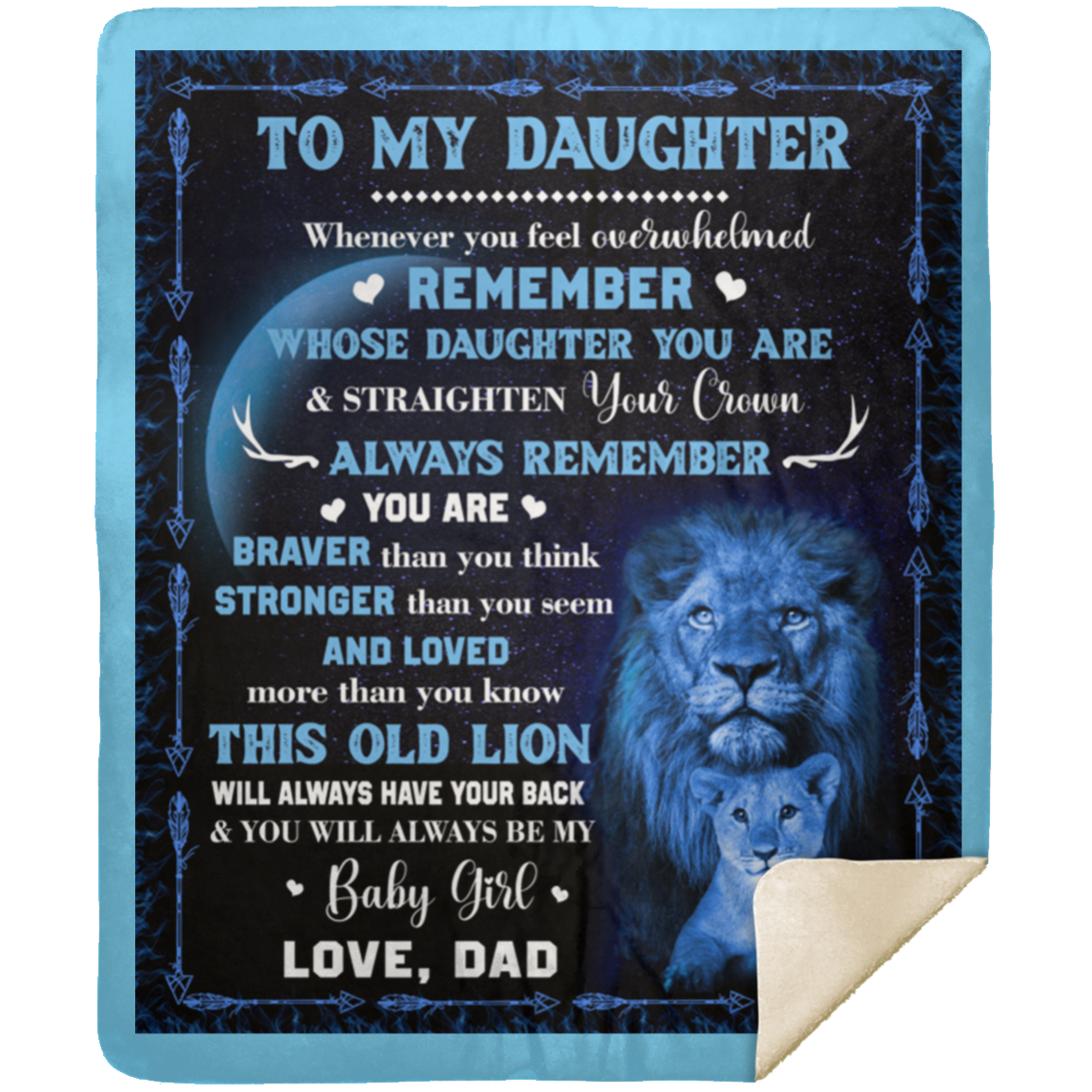 To My Daughter - You Are Braver Medium Blanket - MSHM Premium Mink Sherpa Blanket 50x60 in.