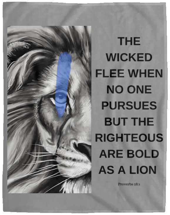 Cozy Plush Fleece Large Blanket (Grey) -  Police Thin Blue Line - Lion - 60x80 in.